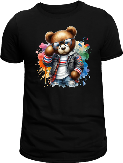 Casual Street-Style Teddy Bear Graphic T-Shirt – Trendy, Comfortable, and Unisex Design