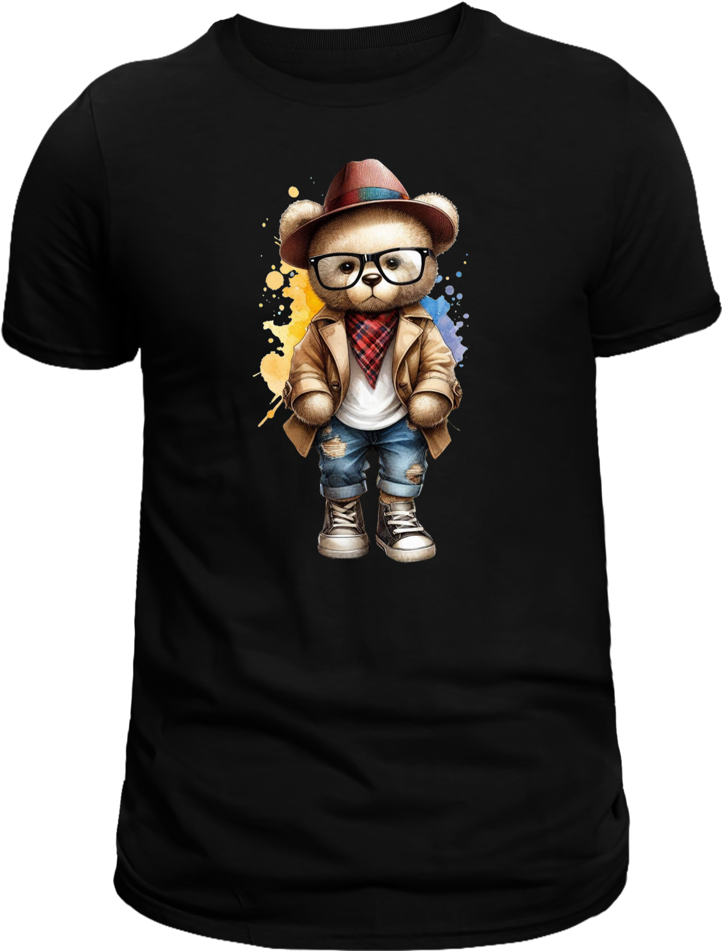 Casual Street-Style Teddy Bear Graphic T-Shirt – Trendy, Comfortable, and Unisex Design