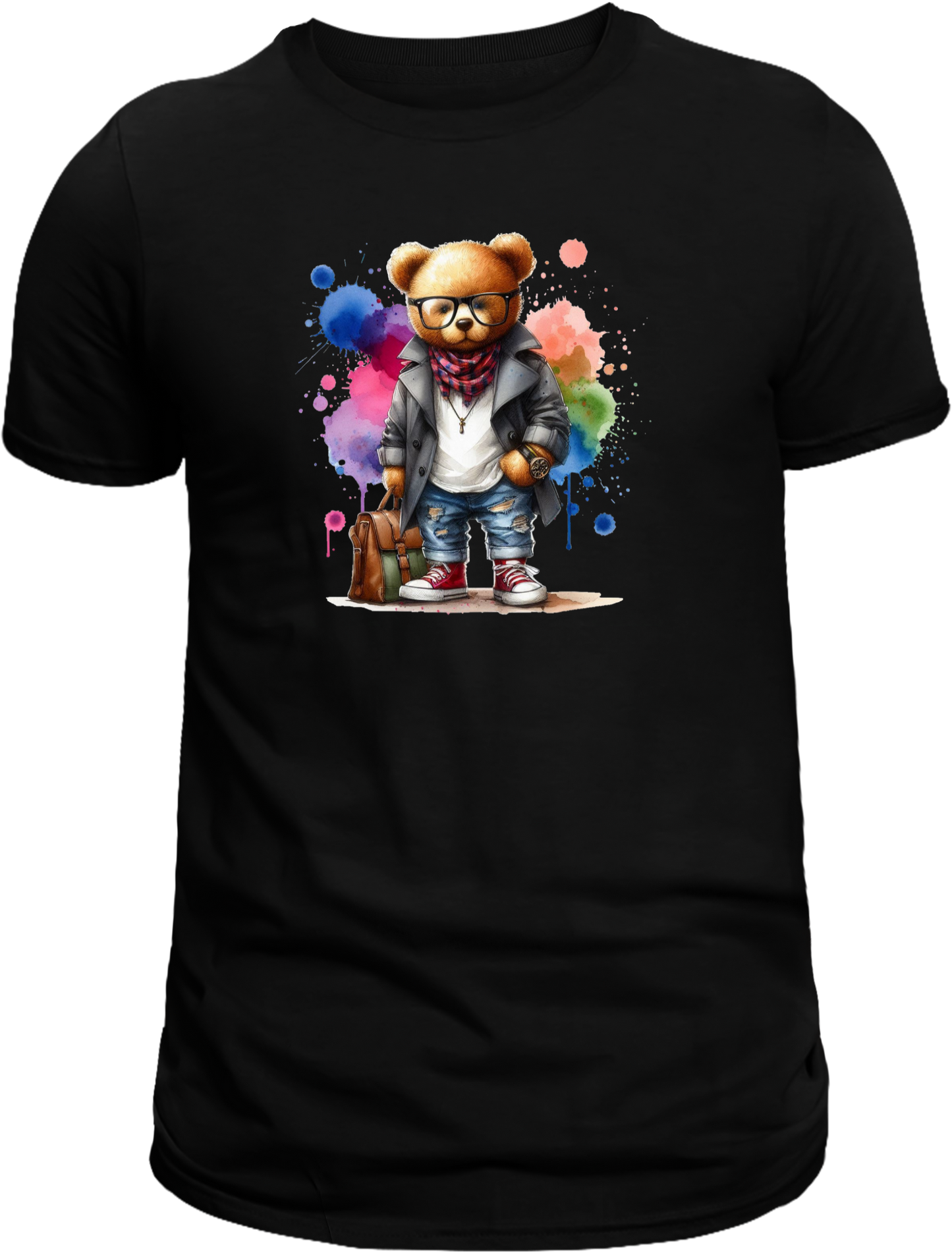 Casual Street-Style Teddy Bear Graphic T-Shirt – Trendy, Comfortable, and Unisex Design