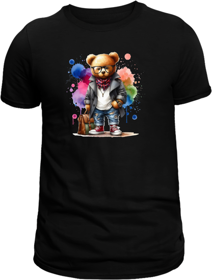 Casual Street-Style Teddy Bear Graphic T-Shirt – Trendy, Comfortable, and Unisex Design