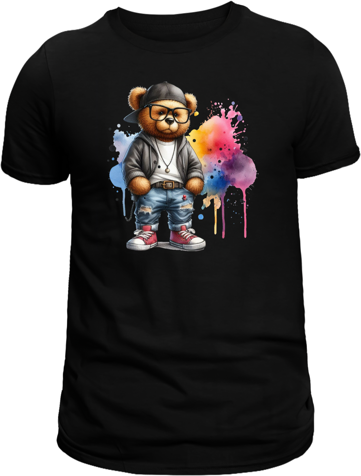 Casual Street-Style Teddy Bear Graphic T-Shirt – Trendy, Comfortable, and Unisex Design