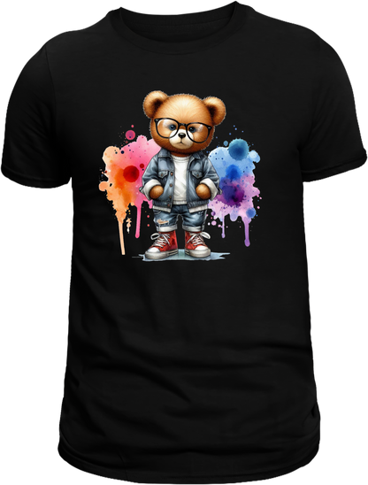 Casual Street-Style Teddy Bear Graphic T-Shirt – Trendy, Comfortable, and Unisex Design