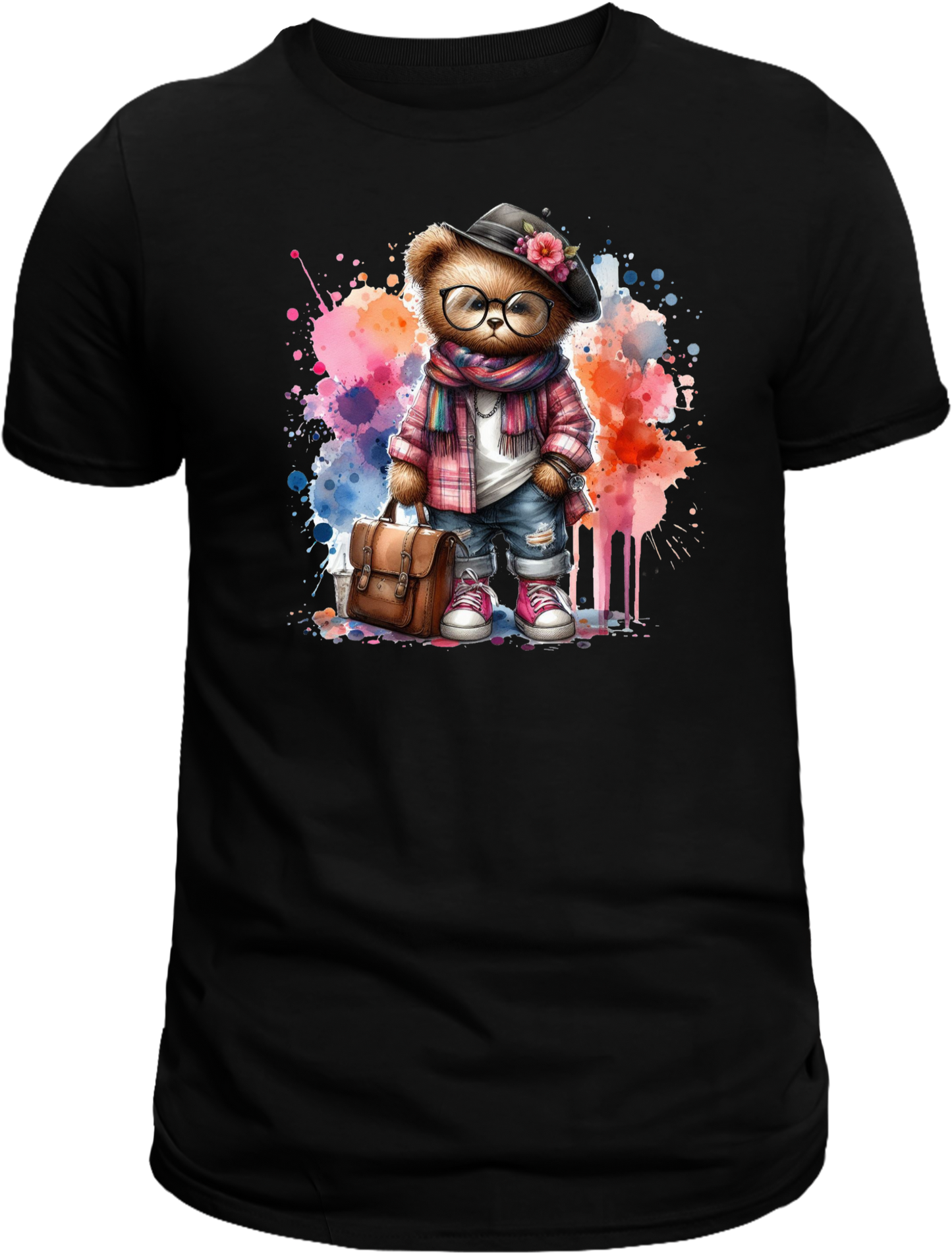 Casual Street-Style Teddy Bear Graphic T-Shirt – Trendy, Comfortable, and Unisex Design