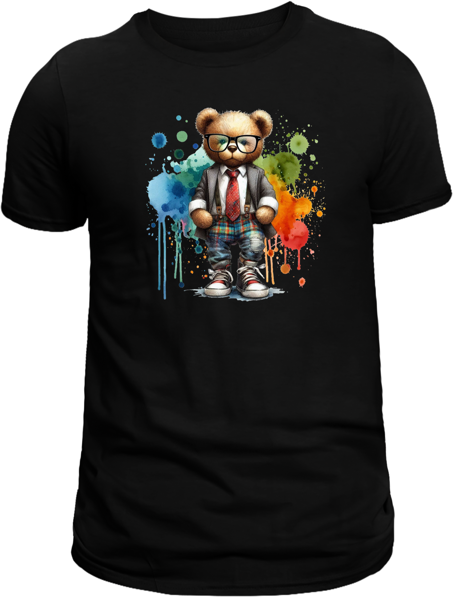 Casual Street-Style Teddy Bear Graphic T-Shirt – Trendy, Comfortable, and Unisex Design