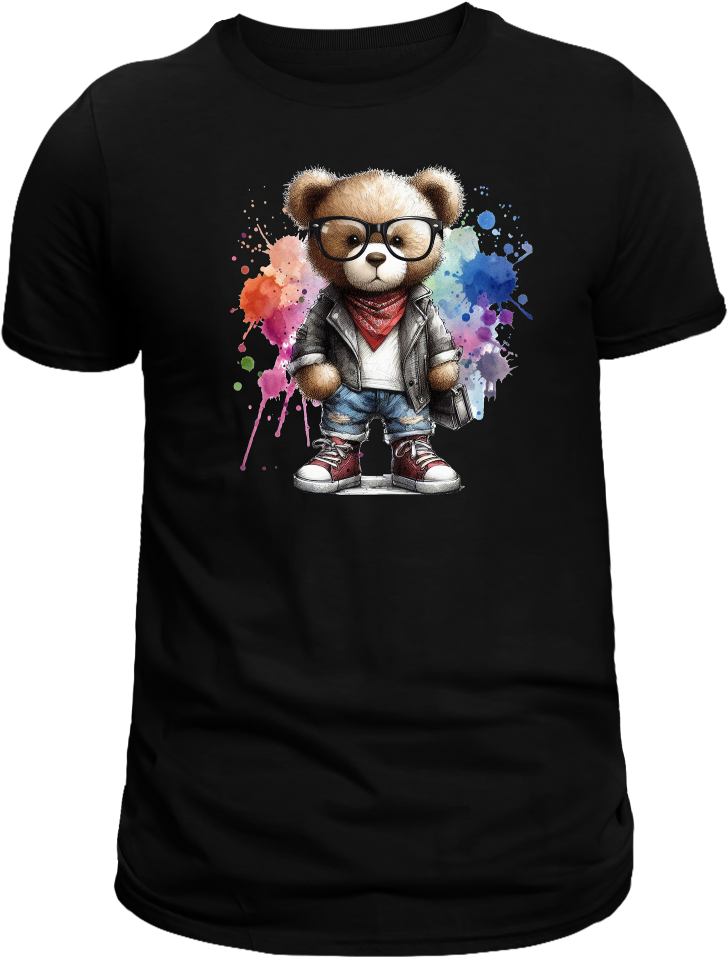 Casual Street-Style Teddy Bear Graphic T-Shirt – Trendy, Comfortable, and Unisex Design