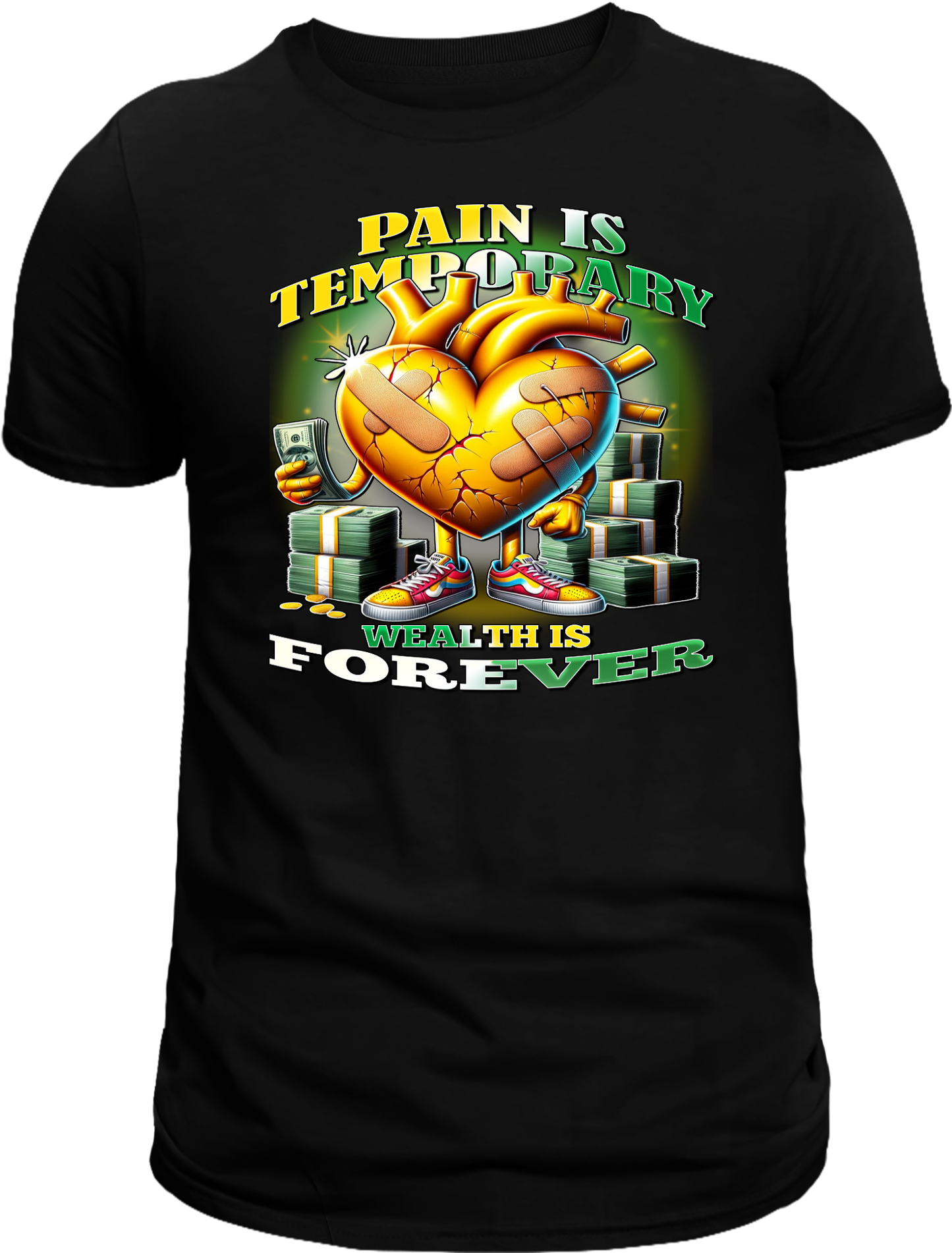 Pain is Temporary, Wealth is Forever" Motivational T-Shirt – Bold Apparel for Hustlers