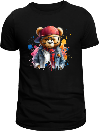 Casual Street-Style Teddy Bear Graphic T-Shirt – Trendy, Comfortable, and Unisex Design