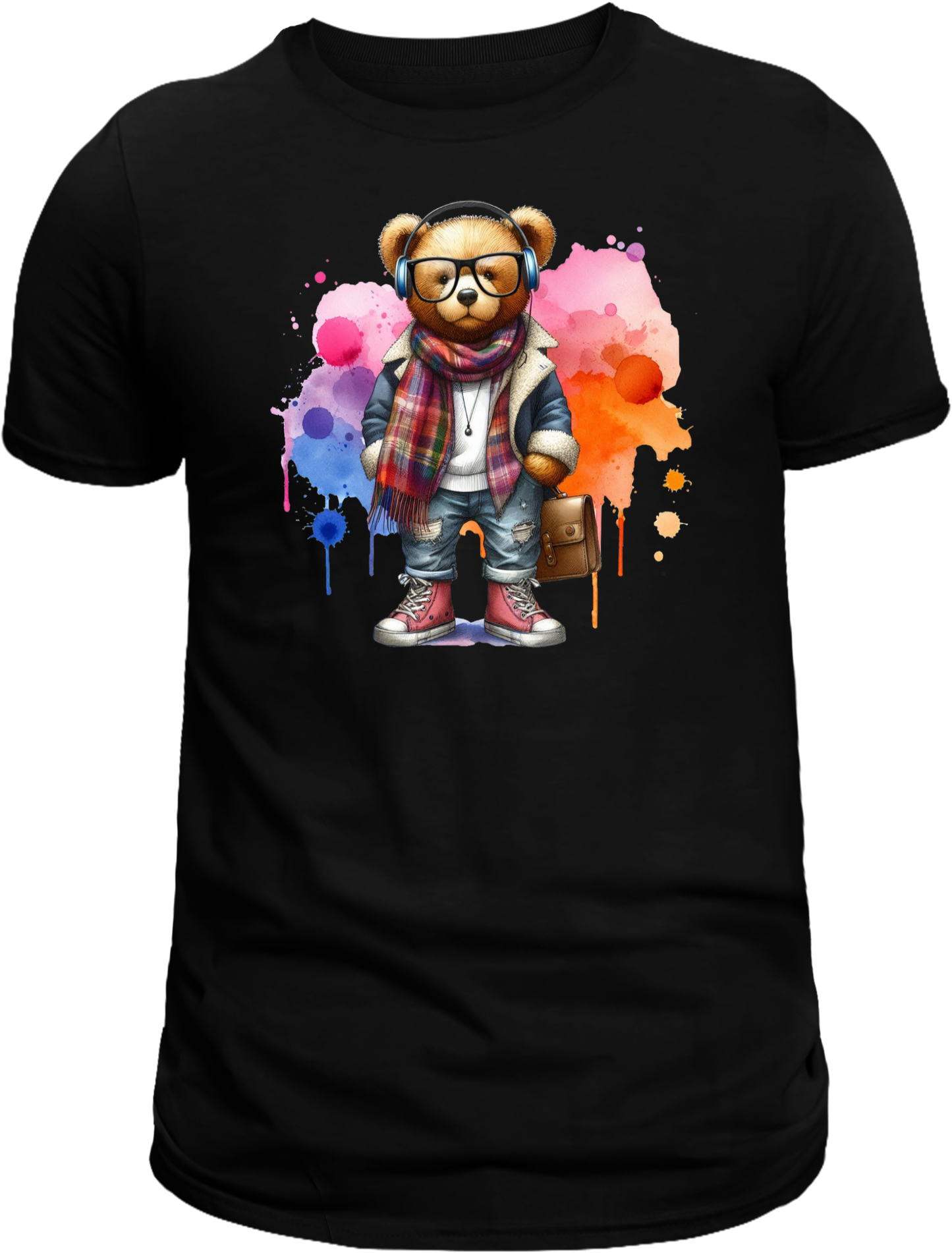 Casual Street-Style Teddy Bear Graphic T-Shirt – Trendy, Comfortable, and Unisex Design